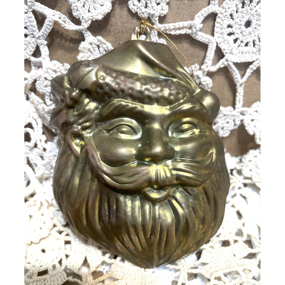 Rustic Brass Santa Ornament Vintage Christmas Ornaments